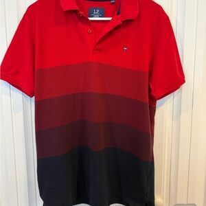 Louis Philippe Red and Black Polo Shirt